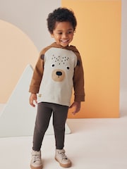 Braun mit Bär - Set aus Langarm-Hoodie und Leggings, 100 % Baumwolle (3 Monate -7Jahre) - Bild 1 von 7