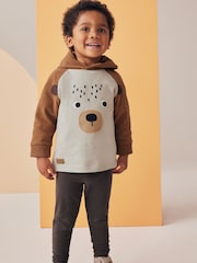 Braun mit Bär - Set aus Langarm-Hoodie und Leggings, 100 % Baumwolle (3 Monate -7Jahre) - Bild 2 von 7