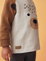 Braun mit Bär - Set aus Langarm-Hoodie und Leggings, 100 % Baumwolle (3 Monate -7Jahre) - Bild 4 von 7