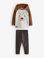 Braun mit Bär - Set aus Langarm-Hoodie und Leggings, 100 % Baumwolle (3 Monate -7Jahre) - Bild 5 von 7