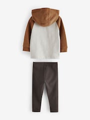 Braun mit Bär - Set aus Langarm-Hoodie und Leggings, 100 % Baumwolle (3 Monate -7Jahre) - Bild 6 von 7