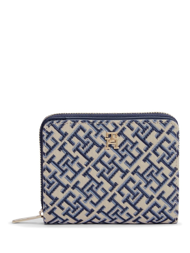 Tommy Hilfiger Blue Icon Monogram Jacquard Wallet - Image 1 of 4 Tommy Hilfiger Blue Icon Monogram Jacquard Wallet - Image 1 of 4