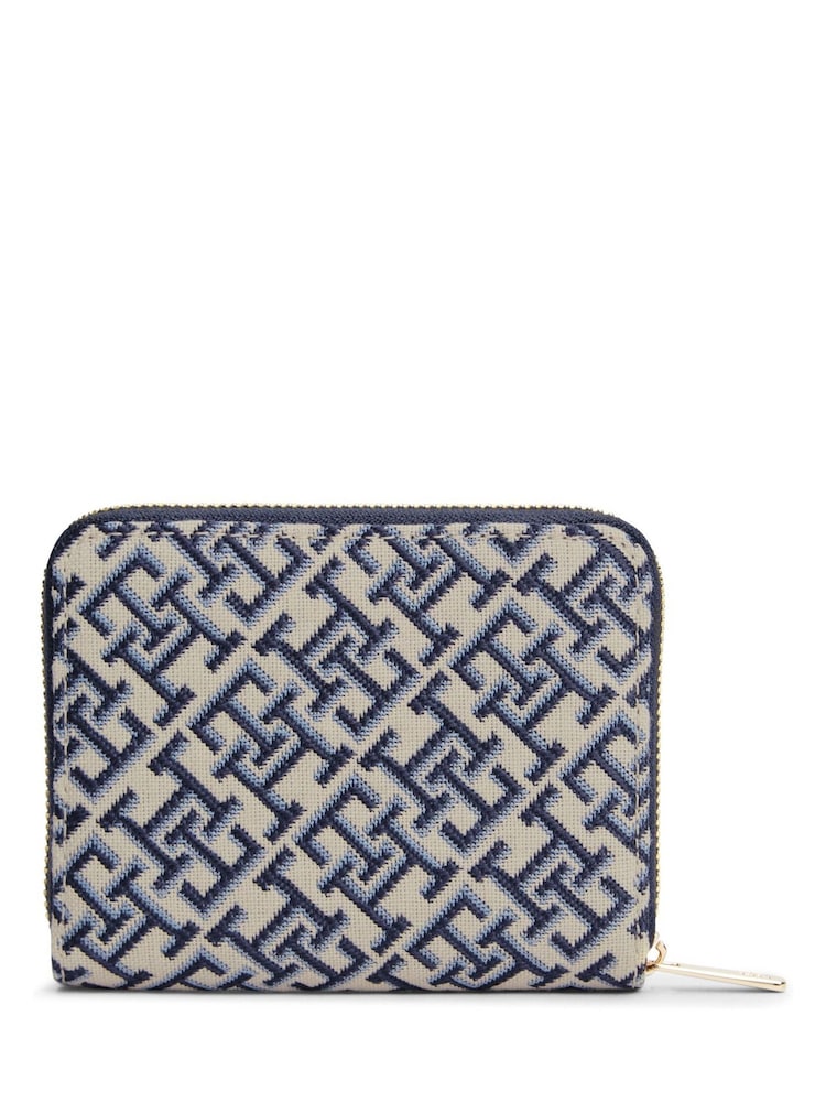 Tommy Hilfiger Blue Icon Monogram Jacquard Wallet - Image 2 of 4 Tommy Hilfiger Blue Icon Monogram Jacquard Wallet - Image 2 of 4