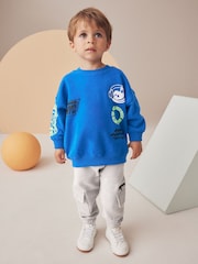 Cobalt Blue Monkey Sweatshirt and Utility Joggers 2 Piece Set (3mths-7yrs) - Image 1 of 9