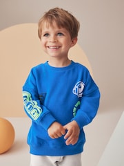 Cobalt Blue Monkey Sweatshirt and Utility Joggers 2 Piece Set (3mths-7yrs) - Image 2 of 9