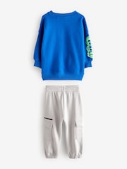 Cobalt Blue Monkey Sweatshirt and Utility Joggers 2 Piece Set (3mths-7yrs) - Image 8 of 9