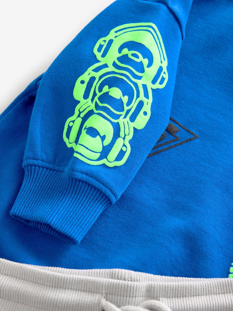 Cobalt Blue Monkey Sweatshirt and Utility Joggers 2 Piece Set (3mths-7yrs) - Image 9 of 9