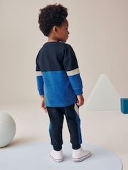 Azul - Conjunto de camisetas e joggers de manga comprida de manga comprida 100% algodão (3meses a7anos) - Imagem 2 de 7