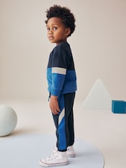 Azul - Conjunto de camisetas e joggers de manga comprida de manga comprida 100% algodão (3meses a7anos) - Imagem 3 de 7