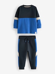 Azul - Conjunto de camisetas e joggers de manga comprida de manga comprida 100% algodão (3meses a7anos) - Imagem 5 de 7