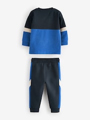 Azul - Conjunto de camisetas e joggers de manga comprida de manga comprida 100% algodão (3meses a7anos) - Imagem 6 de 7