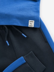 Azul - Conjunto de camisetas e joggers de manga comprida de manga comprida 100% algodão (3meses a7anos) - Imagem 7 de 7
