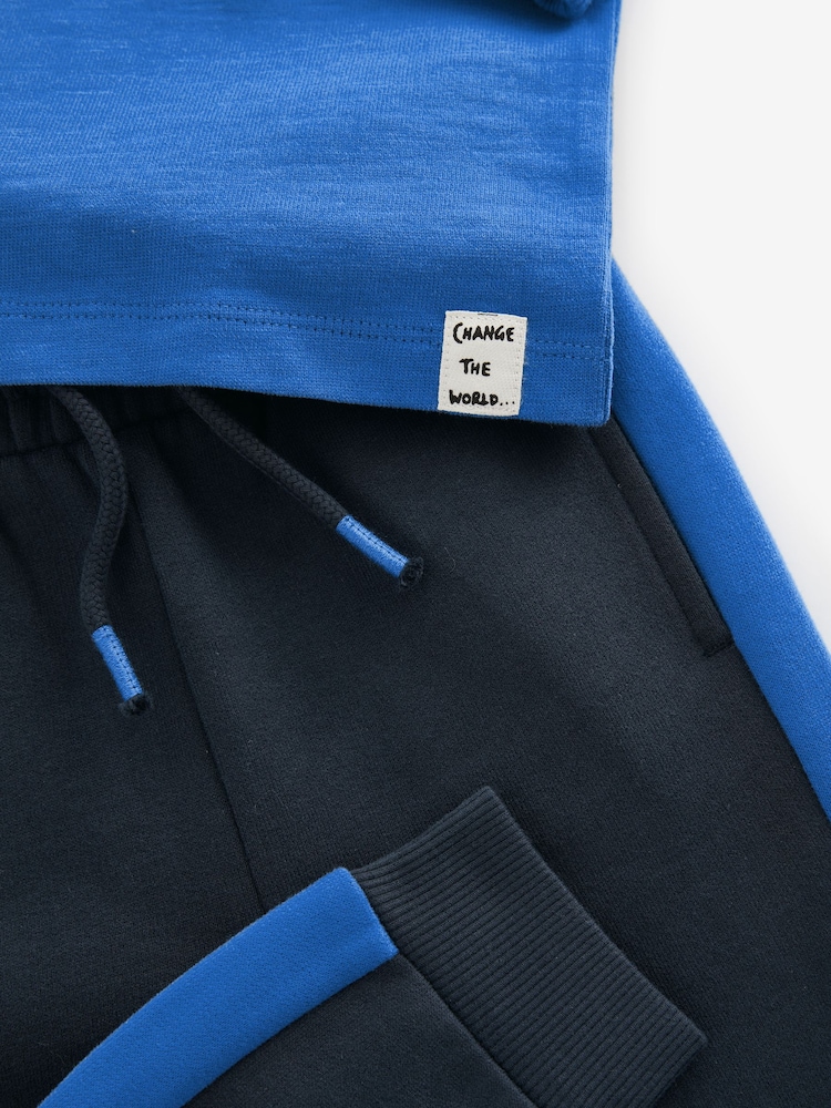 Azul - Conjunto de camisetas e joggers de manga comprida de manga comprida 100% algodão (3meses a7anos) - Imagem 7 de 7