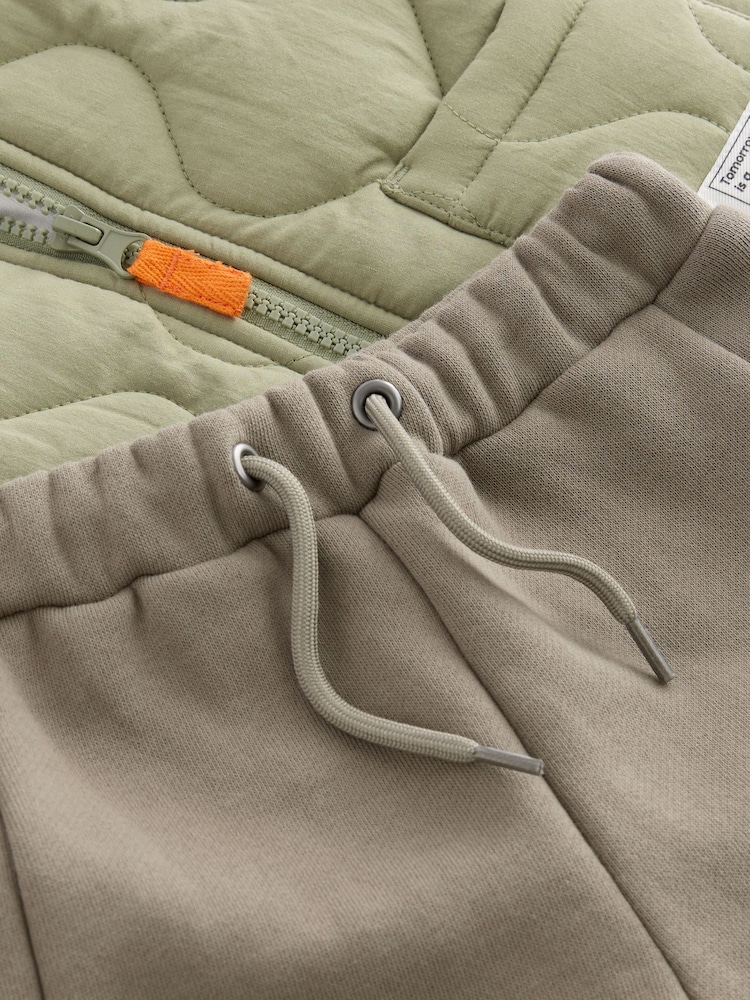 Khaki/Stone Quilted Gilet and Utility Joggers 3 Piece Set (3mths-7yrs) - Image 10 of 10