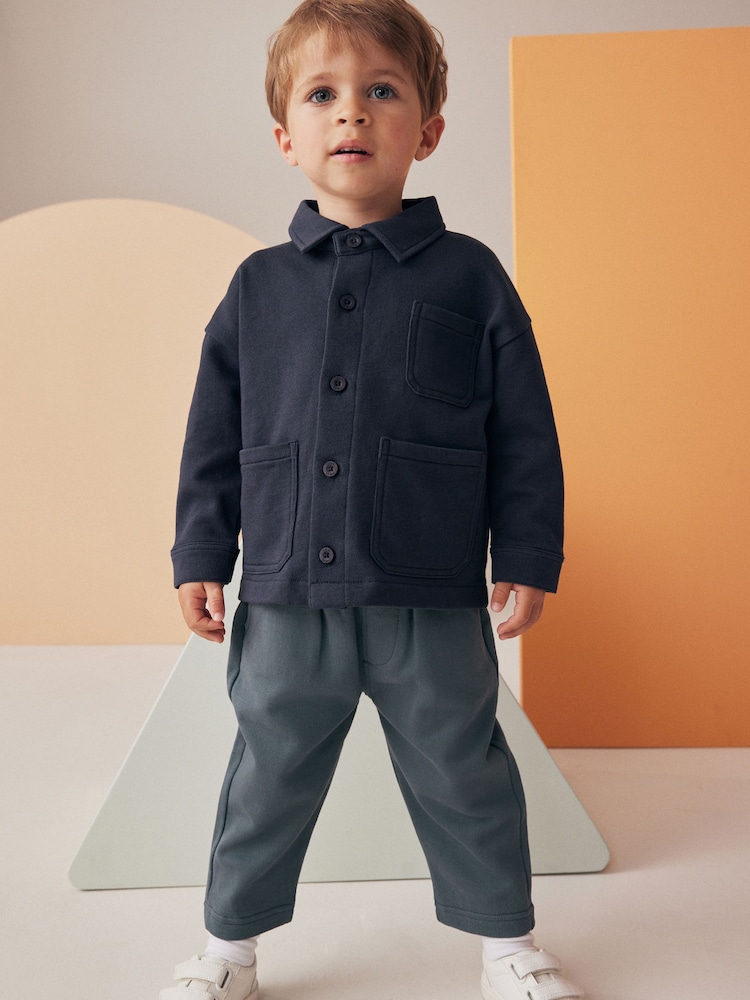 Navy/Grey 100% Cotton Jersey Shirt and Jogger Set (3mths-7yrs) - Image 2 of 9