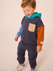 Rust Brown - Conjunto de moletom e joggers Colourblock (3meses a7anos) - Imagem 1 de 10