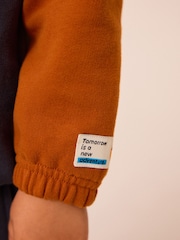 Rust Brown - Conjunto de moletom e joggers Colourblock (3meses a7anos) - Imagem 4 de 10