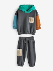 Rust Brown - Conjunto de moletom e joggers Colourblock (3meses a7anos) - Imagem 6 de 10