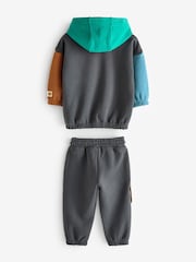 Rust Brown - Conjunto de moletom e joggers Colourblock (3meses a7anos) - Imagem 7 de 10