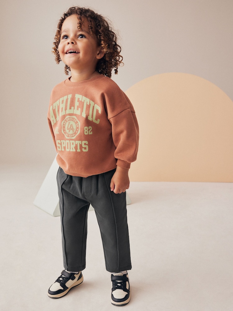 Rust Brown Varsity Sweatshirt and Jogger Set (3mths-7yrs) - Image 1 of 7