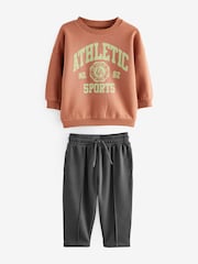 Rust Brown Varsity Sweatshirt and Jogger Set (3mths-7yrs) - Image 5 of 7