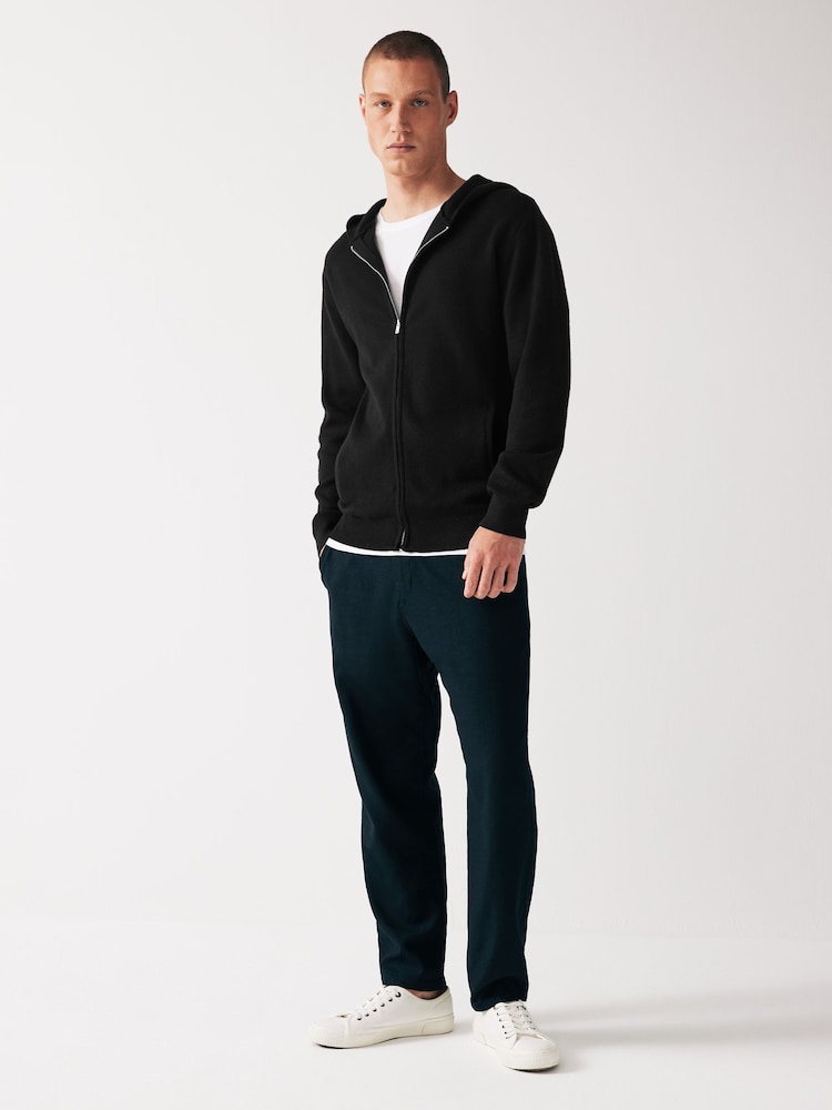 Black Zip Through Relaxed Knitted Hoodie - Image 2 of 7