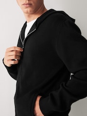 Black Zip Through Relaxed Knitted Hoodie - Image 4 of 7