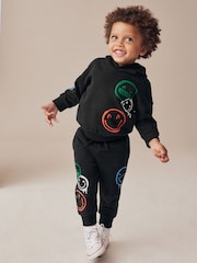 Black Graffiti All-Over Printed Hoodie and Joggers Set (3mths-7yrs) - Image 1 of 7