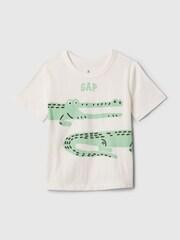 Gap Cream Crocodile Graphic Logo Short Sleeve Crew Neck T-Shirt (Newborn-5yrs) - Image 1 of 1