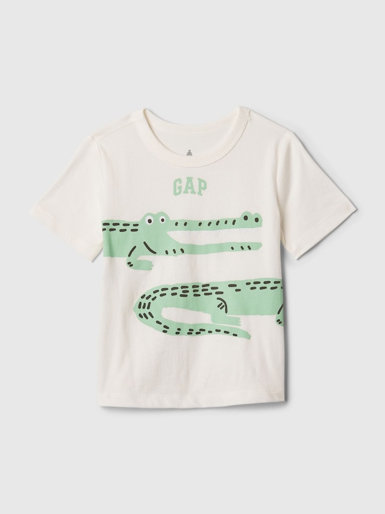 Gap Cream Crocodile Graphic Logo Short Sleeve Crew Neck T-Shirt (Newborn-5yrs) - Image 1 of 1