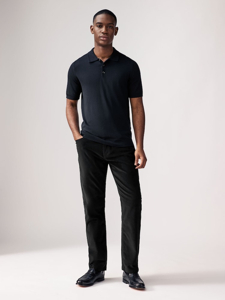 Black Micro Corduroy 5 Pocket Chinos Trousers - Image 2 of 11
