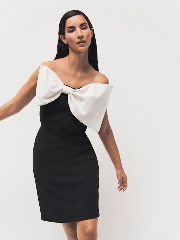 Black Bow Bandeau Mini Dress - Image 1 of 8
