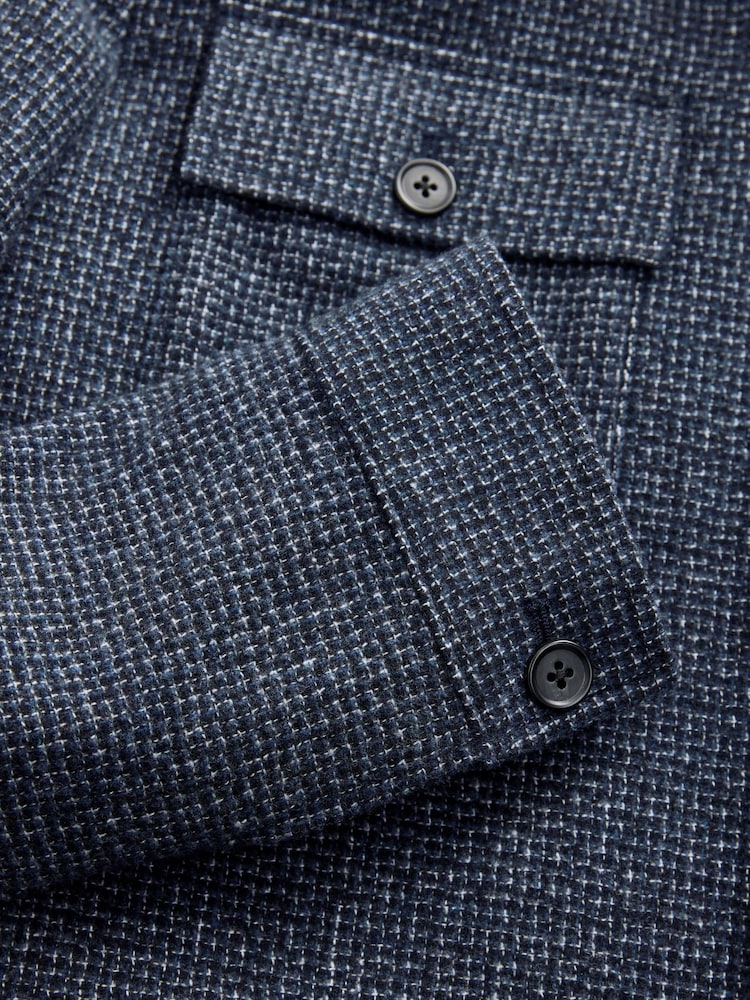 Navy Blue Brushed Check Shacket - Image 12 of 12