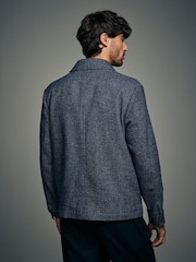 Navy Blue Brushed Check Shacket - Image 2 of 12