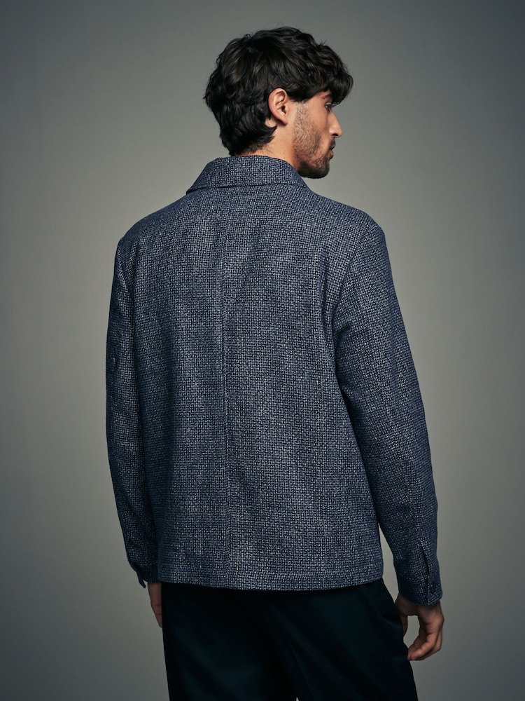 Navy Blue Brushed Check Shacket - Image 2 of 12