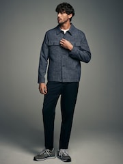 Navy Blue Brushed Check Shacket - Image 3 of 12