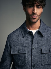 Navy Blue Brushed Check Shacket - Image 5 of 12
