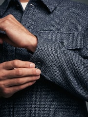 Navy Blue Brushed Check Shacket - Image 6 of 12