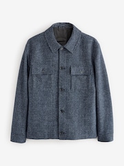 Navy Blue Brushed Check Shacket - Image 7 of 12