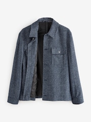 Navy Blue Brushed Check Shacket - Image 8 of 12
