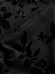 Black Velvet Floral Print Trousers - Image 10 of 10