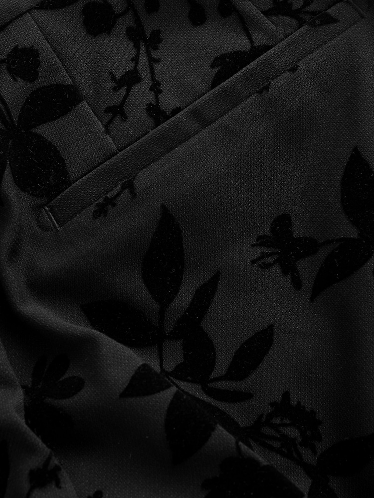 Black Velvet Floral Print Trousers - Image 10 of 10
