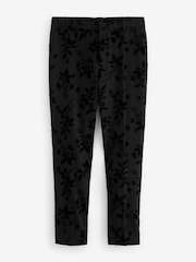 Black Velvet Floral Print Trousers - Image 7 of 10