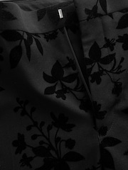 Black Velvet Floral Print Trousers - Image 8 of 10