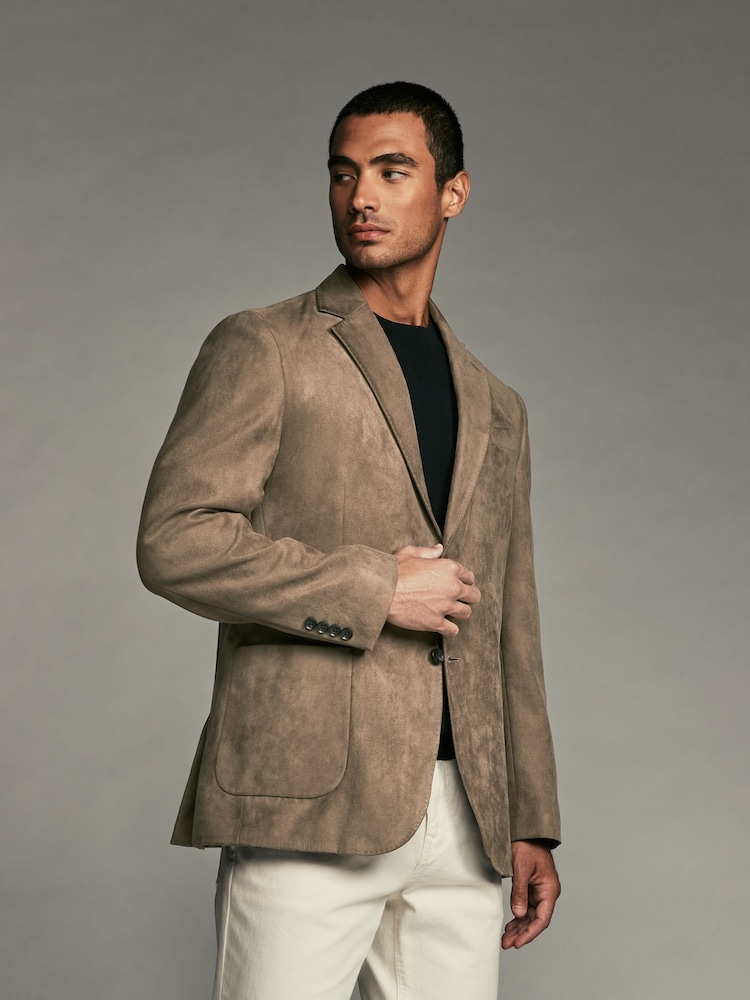 Stone Regular Fit Faux Suede Blazer - Image 1 of 11