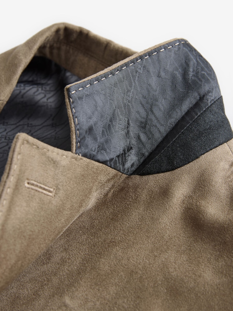 Stone Regular Fit Faux Suede Blazer - Image 10 of 11