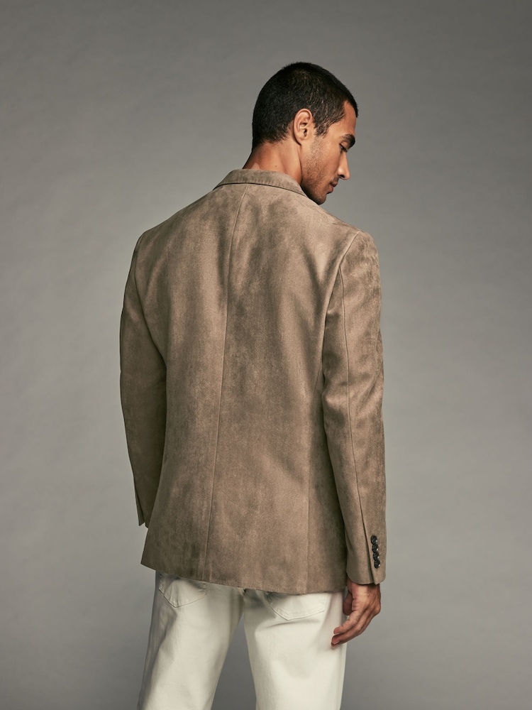 Stone Regular Fit Faux Suede Blazer - Image 4 of 11