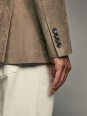 Stone Regular Fit Faux Suede Blazer - Image 5 of 11