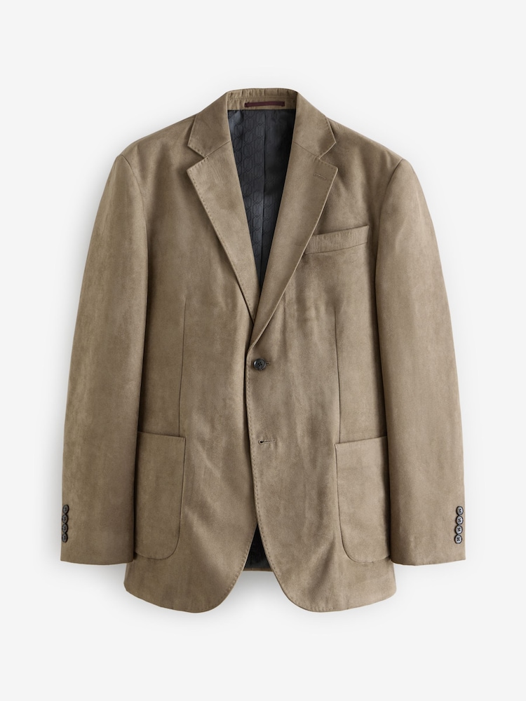 Stone Regular Fit Faux Suede Blazer - Image 6 of 11