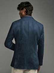 Navy Blue Regular Fit Faux Suede Blazer - Image 3 of 11